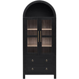 71" Tall Arched Kitchen Pantry Cabinet, 2 Drawers, Adjustable Shelves with Glass Door, Modern Farmhouse Storage Cupboard