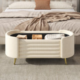 Modern Storage Ottoman Bench, Chenille Upholstered End of Bed Bench Entryway Shoe Bench for Living Room Bedroom