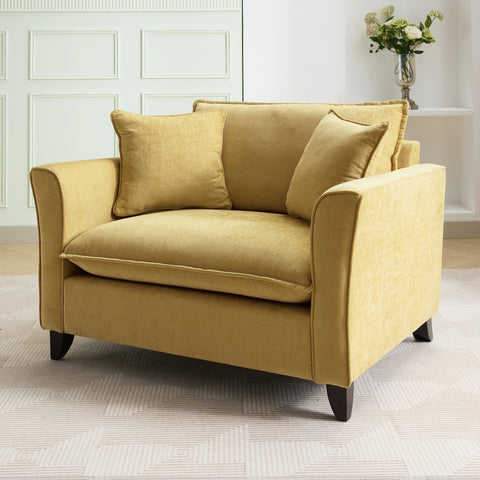 Chenille Upholstered Oversized Armchair Accent Chair, Comfy Single Sofa with Pillows