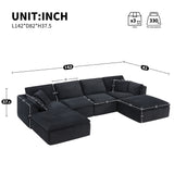 Fully Compressed Modular Sectional Sofa, U Shape with Ottomans, Luxury Corduroy with Extra Width&Depth Cloud Like Soft Cushion, No Assembly Required, for Living Room&Apartment