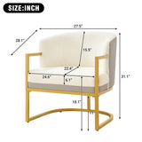 Accent Chair Upholstered Armchair Cozy Reading Chair with Gold Metal Frame