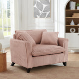 Corduroy Upholstered Armchair Accent Chair with Pillows, Comfortable Lazy Sofa Chair - ModernLuxe