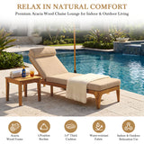 4-Position Adjustable Outdoor Chaise Lounge with Water-Resistant Cushion & Head Pillow, Patio Recliner Sun Lounge Chair Daybed, Brown