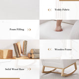 Leisure Rocking Chair,Nursery Rocking Chair With Adjustable Footstool,Thickened Headrest And High Backrest, Storage Pocket On The Right Side,The Base Rocker Is Solid Wood