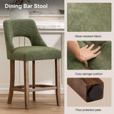 Set of 2 Upholstered Counter Height Bar Stools with Wingback & Wood Legs for Kitchen Island, Dining Room, Home Bar