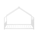 Twin Size House Bed with Roof and Colorful Lights, Metal Bed Frame with Slats and Legs, House Bed for Boy, Girls and Young Teens, No Box Spring Needed