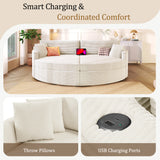 Oversized Double Chaise Lounge Sofa 102.3" Sofa Bed Upholstered Loveseat Sofa Couch with Deep Seat and USB Ports for Living Room