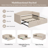 Twin Size Daybed with Extended Pop Up Trundle, Upholstered Sofa Bed Daybed, Space-Saving Twin to King Design, Perfect for Guest Room, Velvet