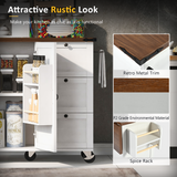 Farmhouse Kitchen Island with Power Outlet, Kitchen Storage Island with Internal Storage Rack, Drop Leaf, Spice Rack, Rolling Kitchen Cart on Wheels, for Home, Kitchen and Dining Room