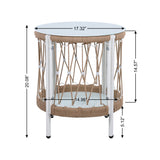3-Piece Bohemian Outdoor Furniture Set with 2 Lounge Chairs & Glass Top Side Table - Handwoven Rope & Powder-Coated Steel Frame - Waterproof Cushions Patio Conversation Set for Garden, Poolside