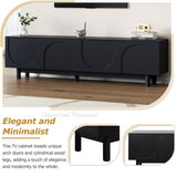 Graceful TV Stand with Arch Cabinets for TVs Up to 78'', Minimalist Entertainment Center with Solid Wood Legs, Practical Media Console with Adjustable Shelves for Living Room