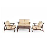 4 Pieces Outdoor Sofa Set 4-person Patio Seating Group Outdoor Conversation Set with Cushions and a Coffee Table for Patios, Gardens, or Balcony
