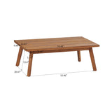 2-Piece Mid-Century Modern Patio Set, Acacia Wood Loveseat & Slatted Coffee Table with Weather-Resistant Cushions
