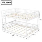 Queen over Queen Bunk Bed with Ladder and Guardrails