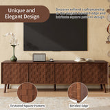 70inch Modern TV Stand for TVs up to 80 inches for Living Room, Entertainment Center with Solid Wood Legs, Soft Closing Hinges and Cable Management