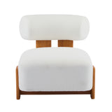 27.25" Modern Boucle Lounge Chair with Solid Wood Frame and Rolled Backrest, Soft and Durable Boucle Upholstery, Ideal for Living Room, Bedroom, or Office