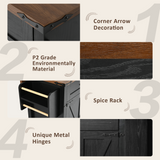 53.5''Farmhouse Kitchen Island with Power Outlet, Kitchen Storage Island with Drop Leaf, Spice Rack and Drawer, Rolling Kitchen Cart on Wheels, for Home, Kitchen and Dining Room