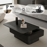 38.6'' Fluted Lift-top Coffee Table Solid Wood Veneered Modern Coffee Table Accent Tea Table with Storage and Adjustable Height for Living Room, Bedroom, Apartment or Office