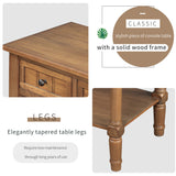 Narrow Console Table, Slim Sofa Table with Three Storage Drawers and Bottom Shelf (Natural)