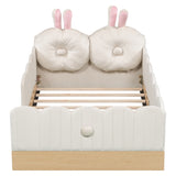 Twin Size Upholstered Platform Bed with Pillows and Storage Bags