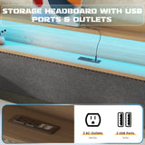 Twin Size Daybed with Trundle Bed, Upholstered Daybed with Charging Station and LED Lights