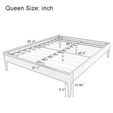 Queen Size Solid Dry Bamboo Wood Platform Bed Frame, with Wood Slat Metal Support, Modern & Minimalist Style, No Box Spring Needed, Easy Assembly, Brown