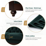 Chesterfield Velvet Loveseat Sofa,2-Person Rolled Arm Dutch Plush Upholstered Sofa Couch with Tufted Button for Living Room, Bedroom, Small Places
