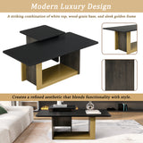 Modern Light Luxury Coffee Table Set of 2, Small Square Coffee End Table with Spacious Top, Center Table for Living Room