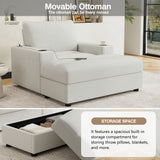 42.8" Oversized Chaise Lounge Chair with Storage Ottoman, Corduroy Sofa Bed with Cup Holders & USB Charging Port, Upholstered Sleeper Chair, Deep - Seat Reading Couch for Living Room, Bedroom