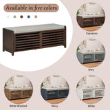 Shoe Bench with Storage and Cushion, Distressed Shutter Storage Bench with Retro Charm for Living Room, Entryway