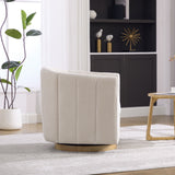 Storage Swivel Barrel Chair Upholstered Accent Chair Ergonomic Club Sofa Chair Round Armchair, Beige