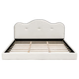 King Size Upholstered Platform Bed, Beige