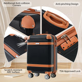 Hardshell Luggage Set 3-Piece, 20 Inch Carry-On Suitcase with Spinner Wheels TSA Lock, Lightweight Durable ABS for Travel Business