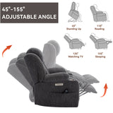 Up to 350 LBS Chenille Power Lift Recliner Chair, Heavy Duty Motion Mechanism with 8-Point Vibration Massage and Lumbar Heating, USB and Type-C Ports, Stainless Steel Cup Holders