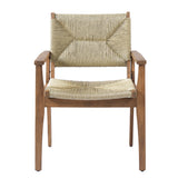 Durable Outdoor Dining Chair with Acacia Wood Frame, Handwoven Wicker Seat, Teak Finish, Patio Garden Furniture