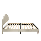 Queen Size Bed Frame Upholstered Platform Bed with Adjustable Headboard,Linen Fabric Padded,Modern Simple Style Platform Bed No Box Spring Needed, Easy Assembly