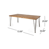 7 Pieces Acacia Wood Outdoor Dining Set with Cushions,Modern 6 Chairs with handwoven cord and 1 Large Table, Dining Furniture Set for Lawn, Backyard, Garden Deck,Poolside,Teak Finish+Light Brown Rope