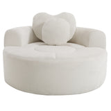 Round Fluffy Compression Sofa Couche with Heart-shaped Pillow & Anti-Slip Base for Living Room, Bedroom, Apartment