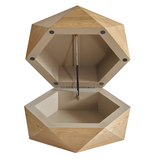 36.61'' Retro Style Polygon Flip Top Coffee Table, with Flip Top for Convenient Access, Hidden Storage, Solid Wood Veneered Drum Coffee Table with Storage for Living Room, Bedroom and Office