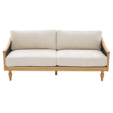 Mid-century Loveseat Sofa 70.9" Sofa Couch with Rattan Armrests&Wooden Legs for Living Room