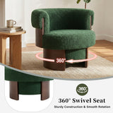 Modern 32'' Wide Curved Sculptural Swivel Barrel Chair,360° Swivel Base, Comfortable Fabric, Versatile for Living Room and Bedroom
