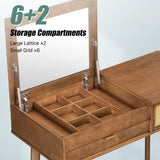 Classic Wood Makeup Vanity Set with Flip-top Mirror and Stool, Dressing Table with Three Drawers and storage space