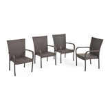 PE WICKER STACKING CHAIR,4PCS