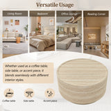 Round Coffee Table with Faux Luxury Marble Look, Drum Small Center Table With Strong Structure, Minimalist Mars Pattern End Table for Living Room, Bedroom, No Assembly Required