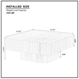 Modern Handcraft Drum Coffee Table Square Coffee Table for Living Room,Small Wooden Coffee Table with Sturdy MDF Pedestal