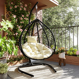 Hanging Swing Hammock Chair with Stand, Foldable Egg Swing Chair with Cushion for Indoor & Outdoor Use