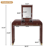 3-in-1 Classic Vanity Desk Dressing Table Makeup Vanity Table with Flip Mirror, 2 Drawers & Hidden Storage for Bedroom