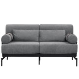 Modern Loveseat Sofa 59" Sofa Couch 2-Seater Sofa with Flexible USB Ports , Unique Cylindrical Armrests for Living Room, Gray