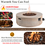38" Patio Propane Fire Pit Table,50000 BTU Round Outdoor Fireplace with Steel Burner, Adjustable Flame Control, Lava Rocks&Rain Cover,Brown