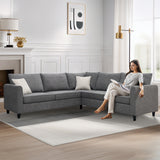 Modern Upholstered Living Room Sectional Sofa, L Shape Furniture Couch with 3 Pillows